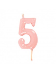 Vela Número 5 Rosa Claro